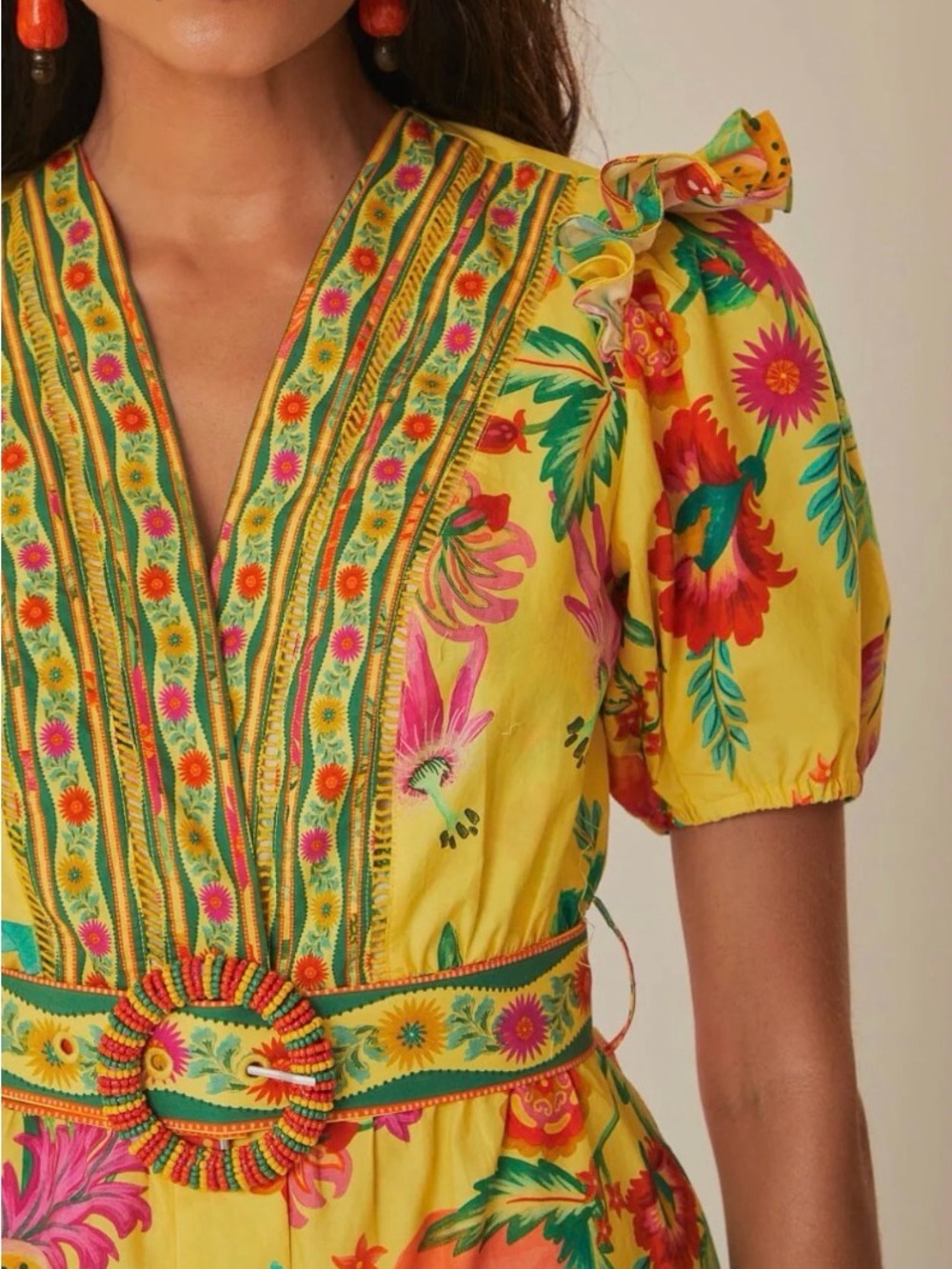 FARM Rio Yellow Delicate Fruit Garden Mini Dress - Picture 4 of 4